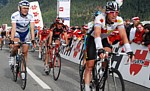 Kim Kirchen at the finish of the fourth stage of the Tour de Suisse 2008